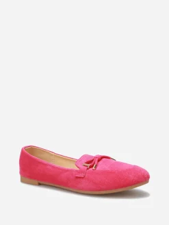 Discount La Modeuse Mocassins en suédine à n艙ud grandes tailles Fuchsia