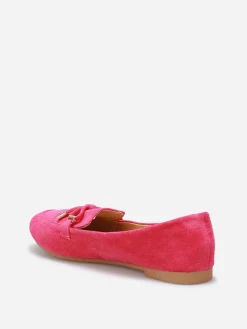Discount La Modeuse Mocassins en suédine à n艙ud grandes tailles Fuchsia