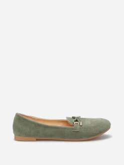 Hot La Modeuse Mocassins en suédine à n艙ud grandes tailles Vert