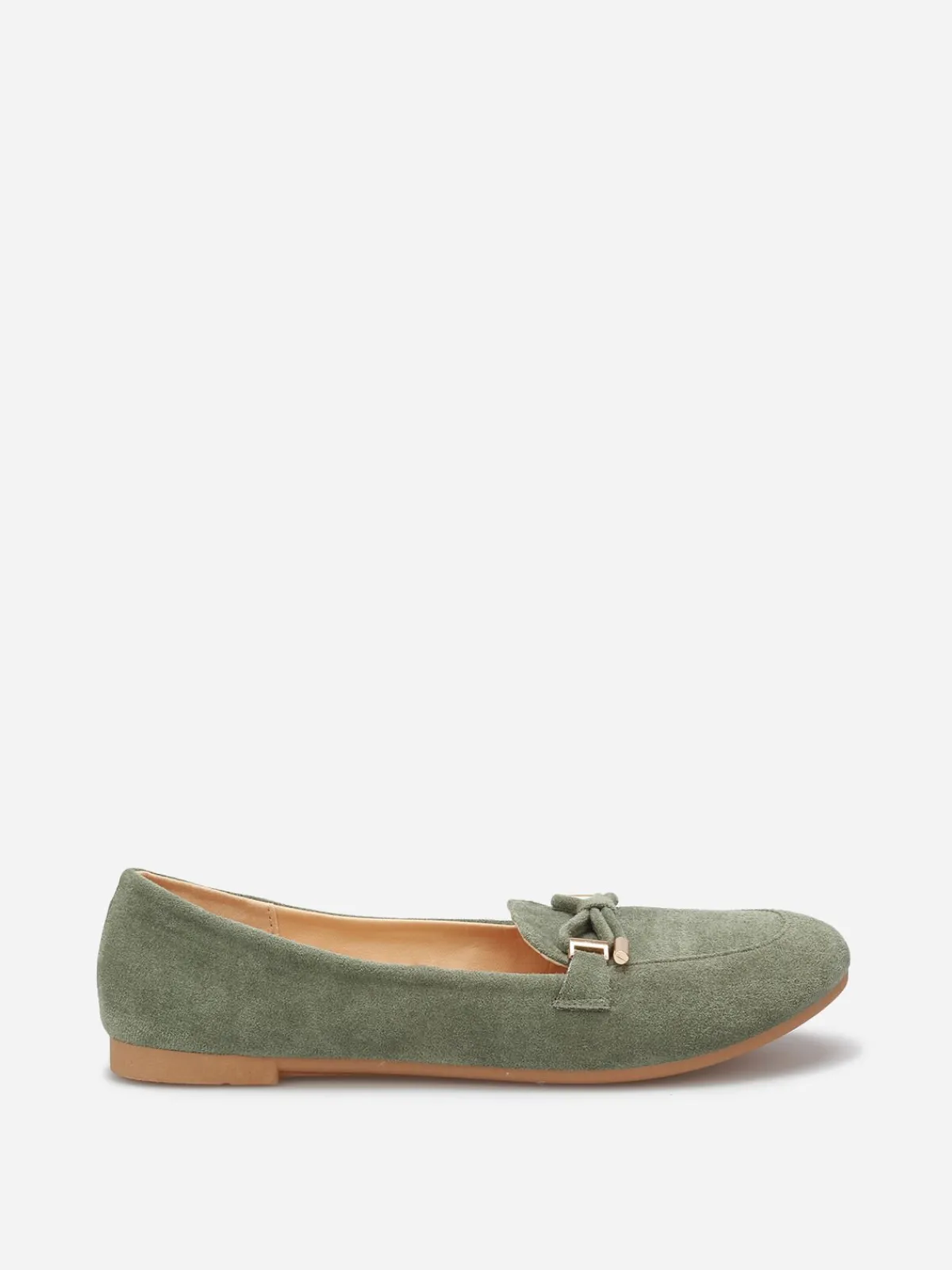 Hot La Modeuse Mocassins en suédine à n艙ud grandes tailles Vert