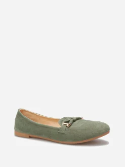 Hot La Modeuse Mocassins en suédine à n艙ud grandes tailles Vert