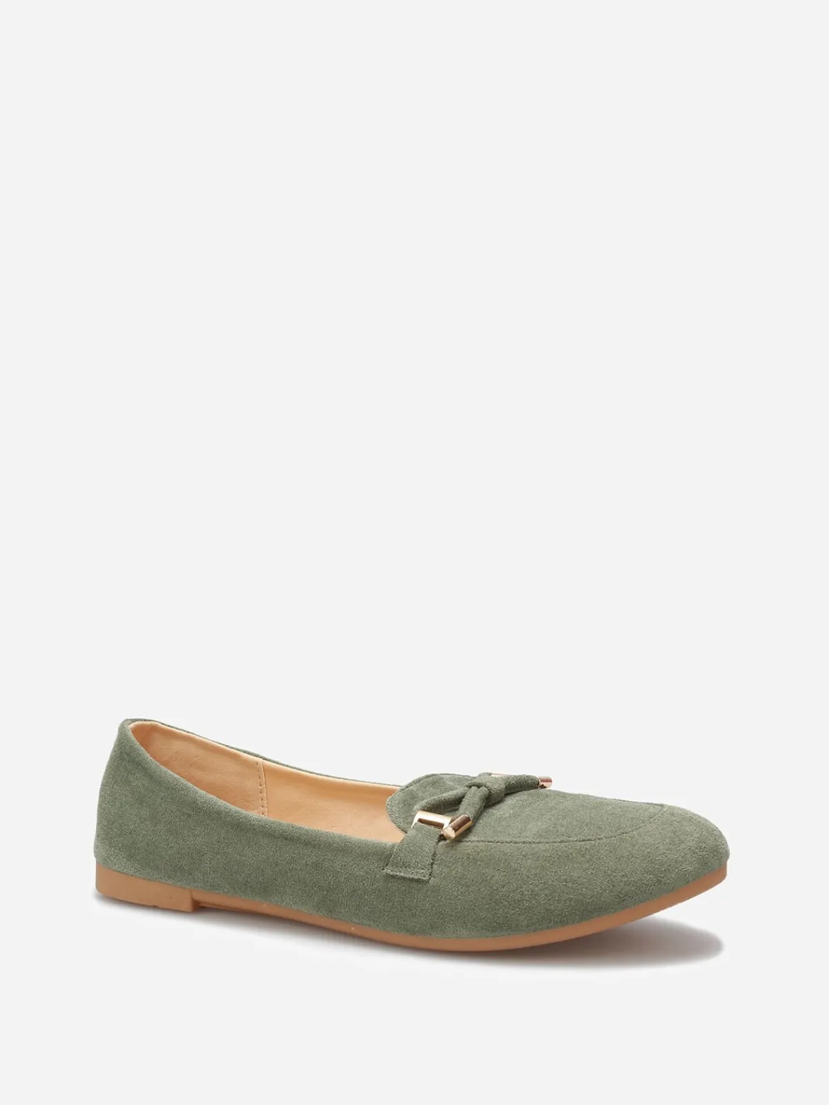 Hot La Modeuse Mocassins en suédine à n艙ud grandes tailles Vert