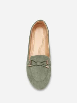 Hot La Modeuse Mocassins en suédine à n艙ud grandes tailles Vert