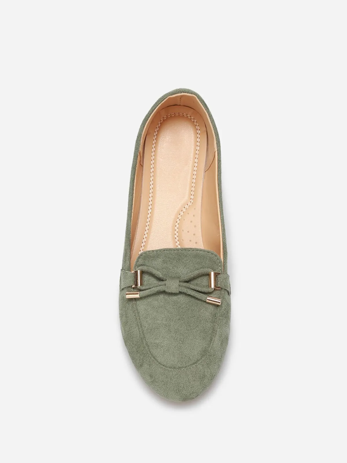 Hot La Modeuse Mocassins en suédine à n艙ud grandes tailles Vert