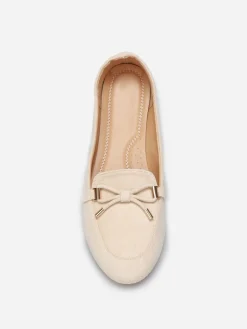 Clearance La Modeuse Mocassins en suédine à n艙ud grandes tailles Beige