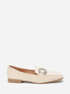 Sale La Modeuse Mocassins  en suédine avec boucle à strass Beige