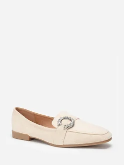 Sale La Modeuse Mocassins  en suédine avec boucle à strass Beige
