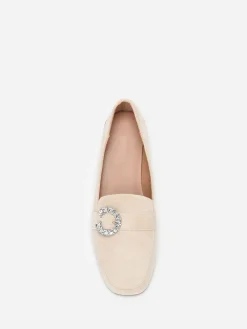 Sale La Modeuse Mocassins  en suédine avec boucle à strass Beige