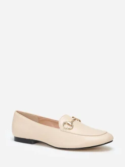 Hot La Modeuse Mocassins plats à bride métallique Beige