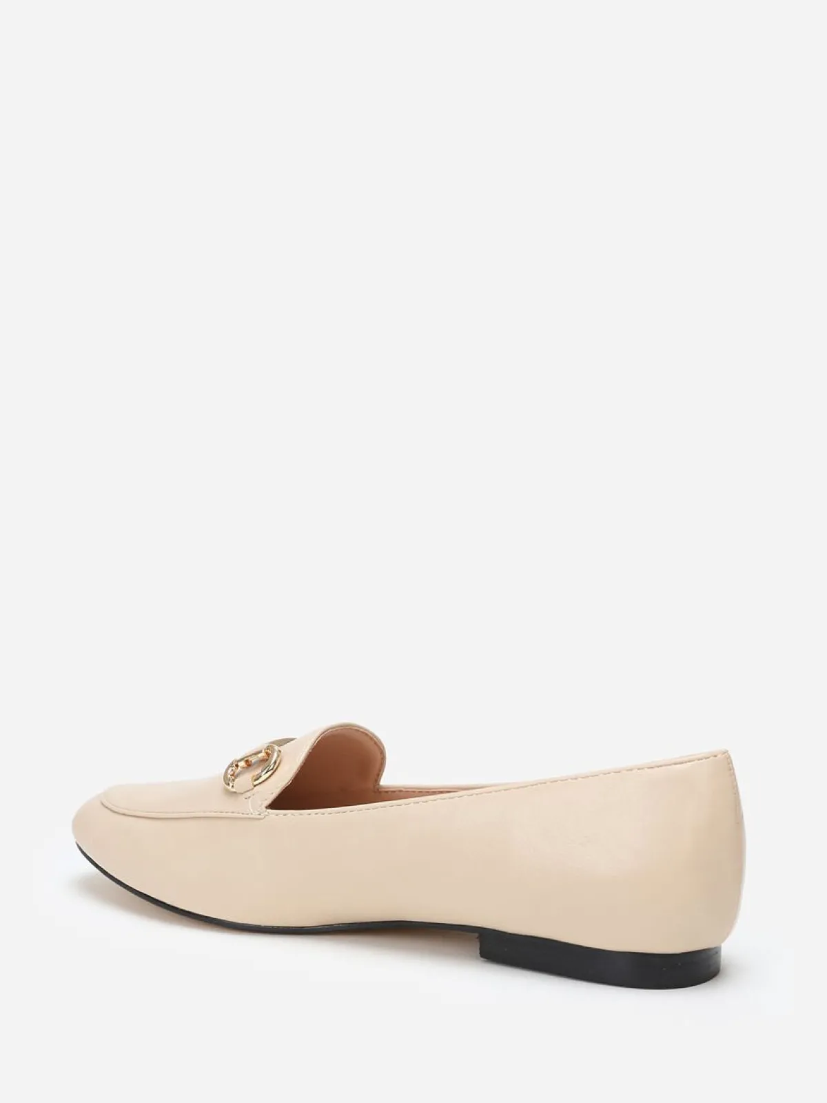 Hot La Modeuse Mocassins plats à bride métallique Beige