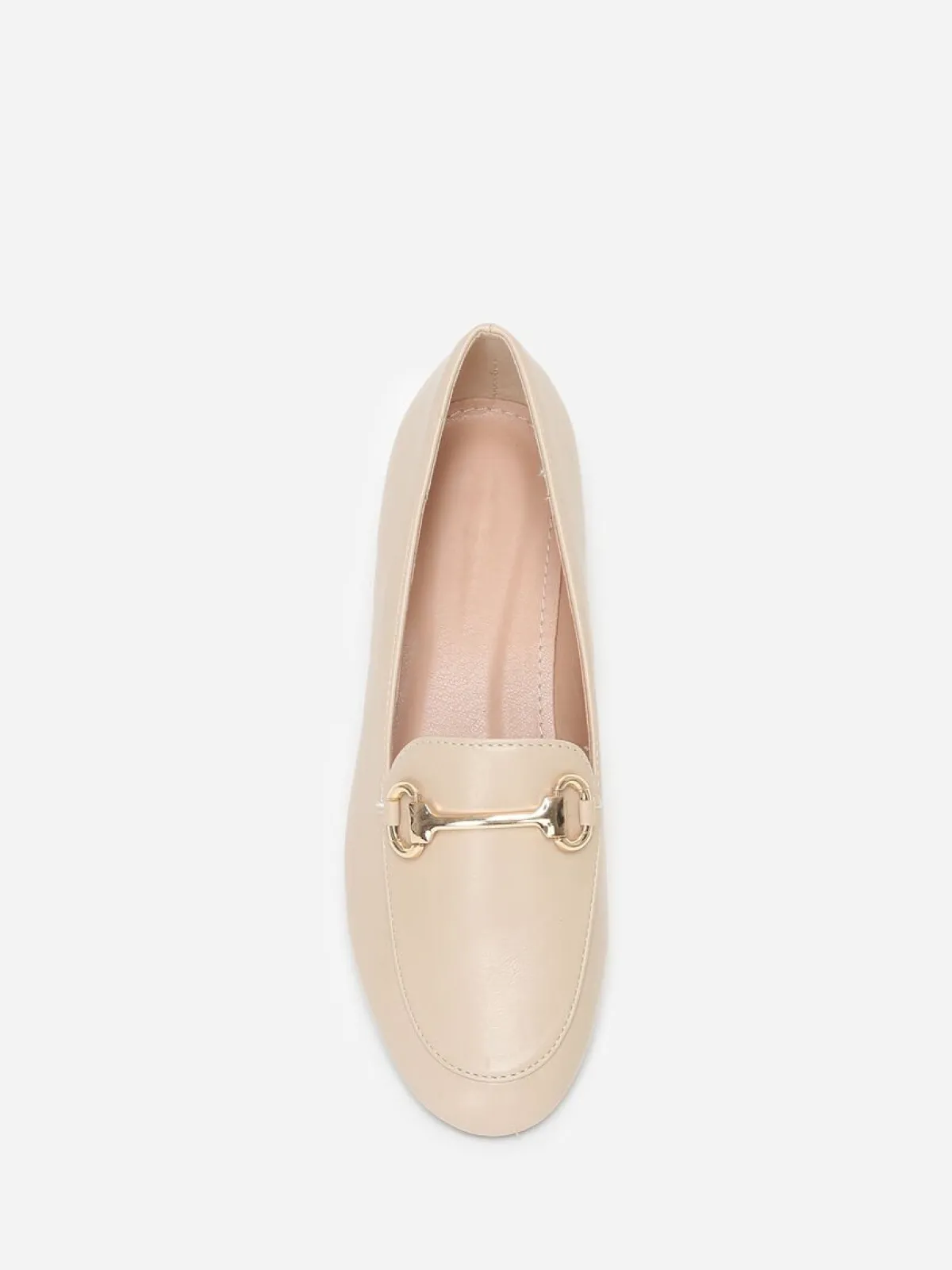 Hot La Modeuse Mocassins plats à bride métallique Beige