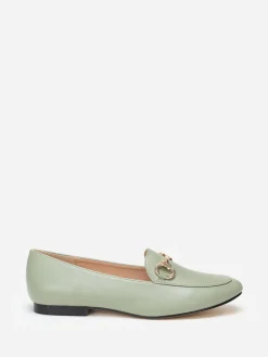 New La Modeuse Mocassins plats à bride métallique Vert