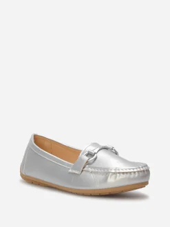 New La Modeuse Mocassins slippers à mors métallique Argenté