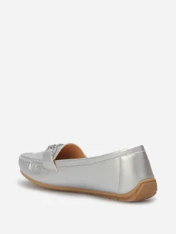 New La Modeuse Mocassins slippers à mors métallique Argenté
