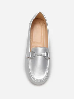 New La Modeuse Mocassins slippers à mors métallique Argenté