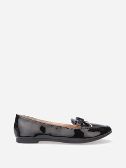 New La Modeuse Mocassins slippers vernis à noeud Noir