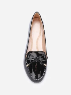 New La Modeuse Mocassins slippers vernis à noeud Noir