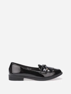 New La Modeuse Mocassins slippers vernis à frange et noeud Noir