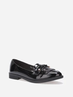 New La Modeuse Mocassins slippers vernis à frange et noeud Noir