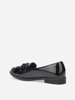 New La Modeuse Mocassins slippers vernis à frange et noeud Noir