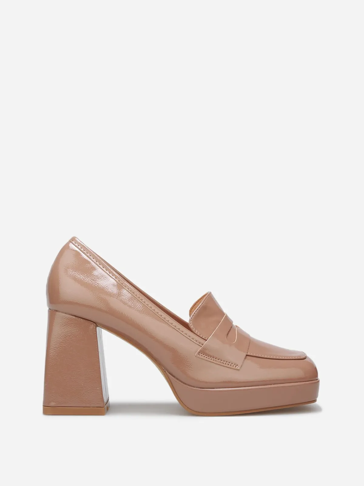Online La Modeuse Mocassins vernis à talon Taupe