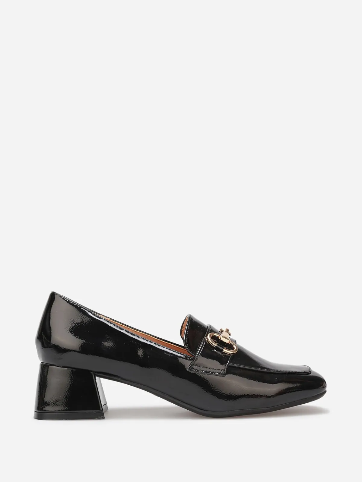 Best La Modeuse Mocassins vernis à talon et mors doré Noir