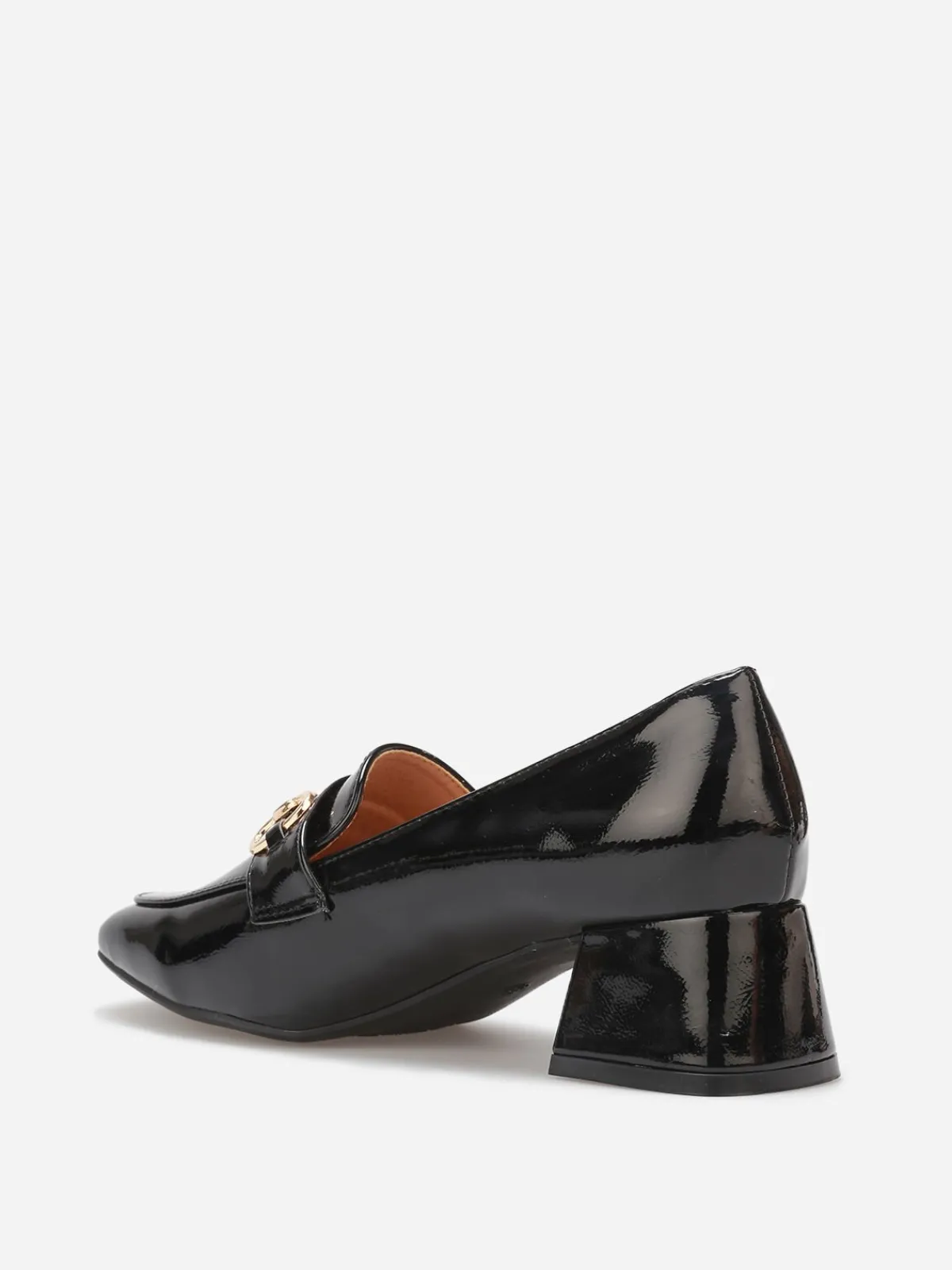 Best La Modeuse Mocassins vernis à talon et mors doré Noir