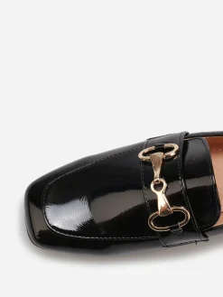 Best La Modeuse Mocassins vernis à talon et mors doré Noir