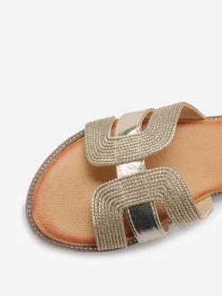 Sale La Modeuse Mule plates à brides en cordage Doré