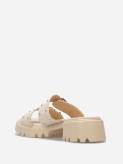 Best La Modeuse Mules à boucles et clous argentés Taupe