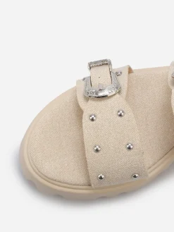 Best La Modeuse Mules à boucles et clous argentés Taupe