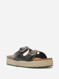 Clearance La Modeuse Mules à boucles et plateforme Noir