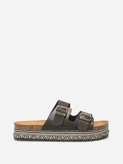 Sale La Modeuse Mules à boucles et plateforme ethnique Noir
