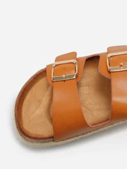Outlet La Modeuse Mules à boucles et plateforme Camel