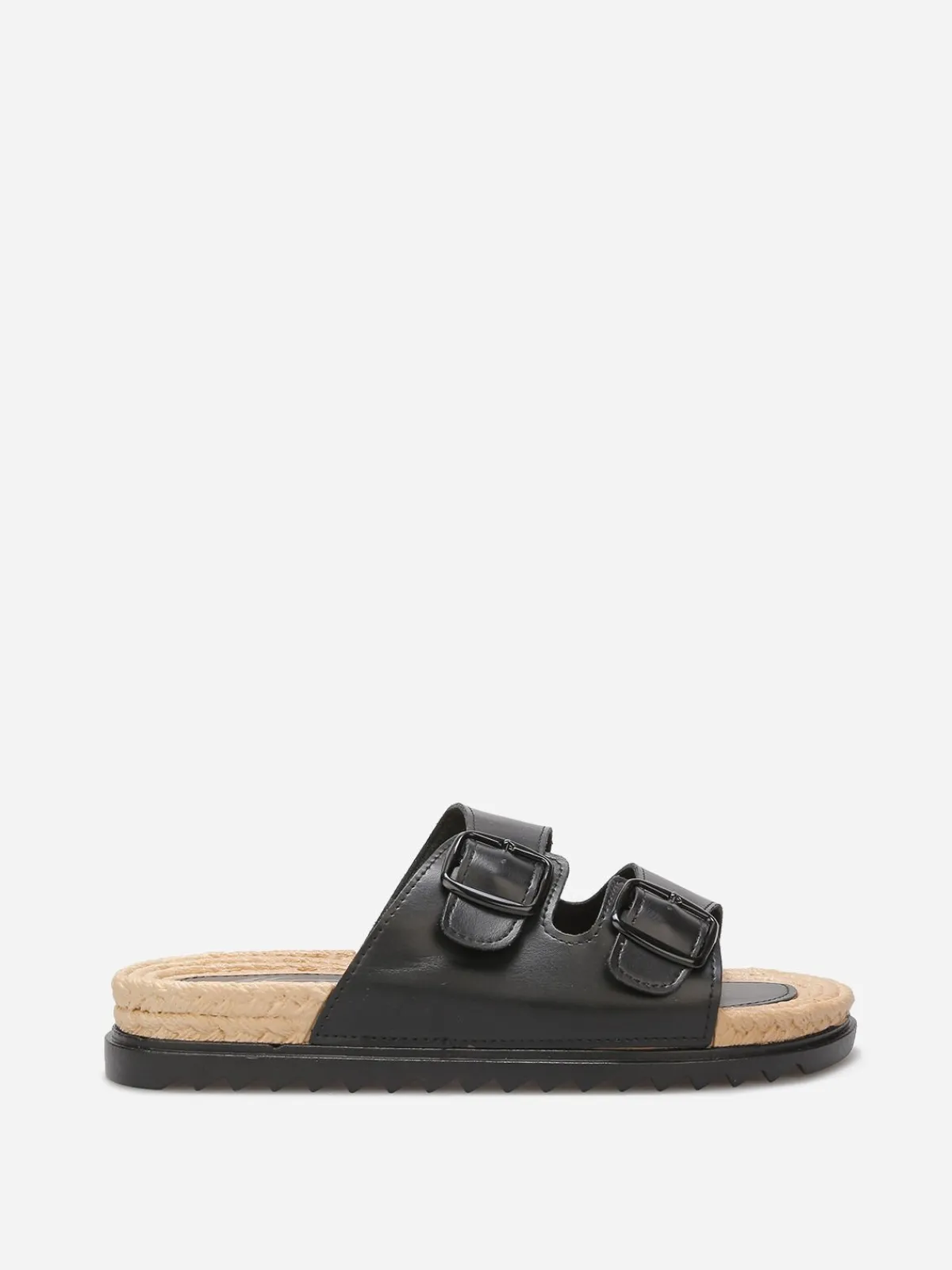 Outlet La Modeuse Mules à boucles et semelle dentelée Noir