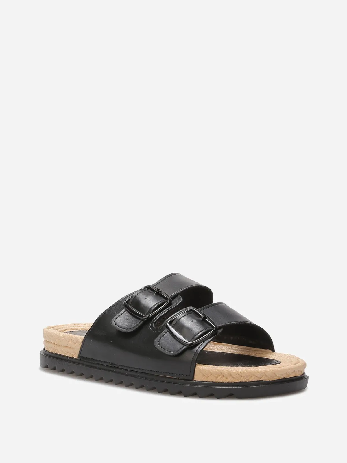 Outlet La Modeuse Mules à boucles et semelle dentelée Noir