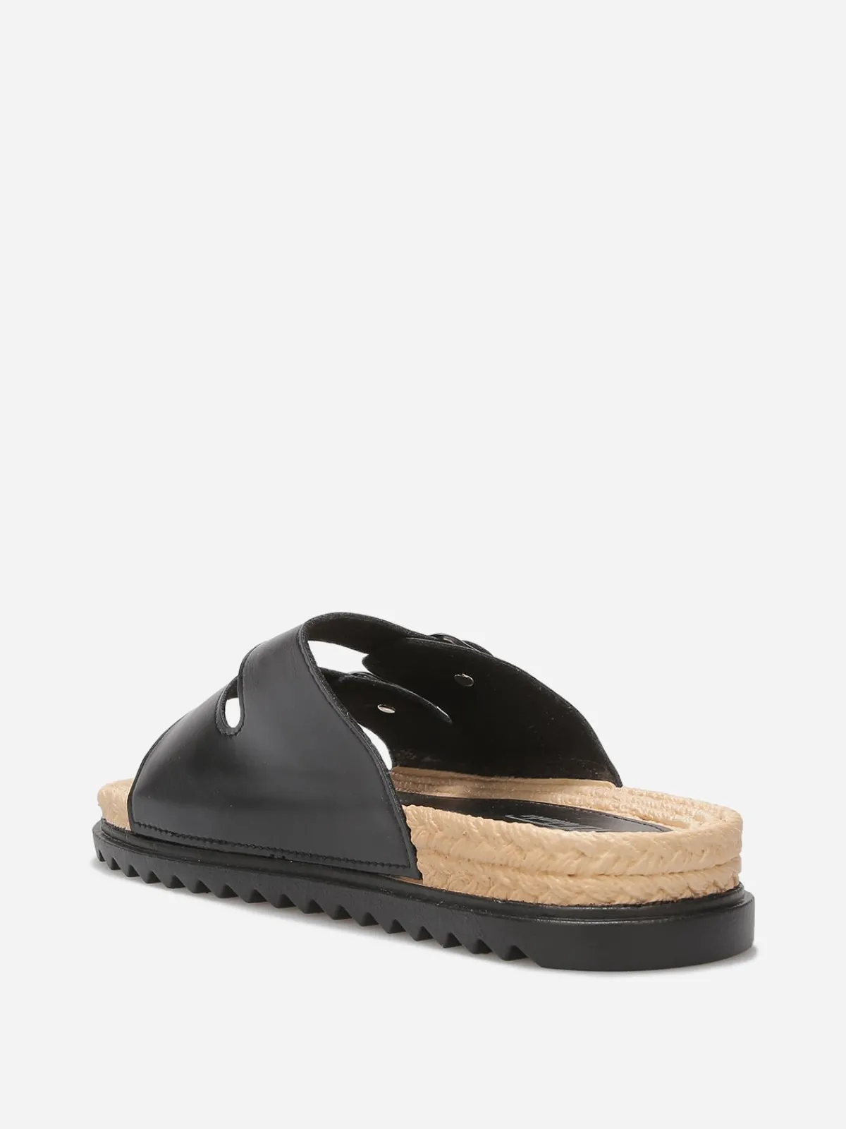 Outlet La Modeuse Mules à boucles et semelle dentelée Noir
