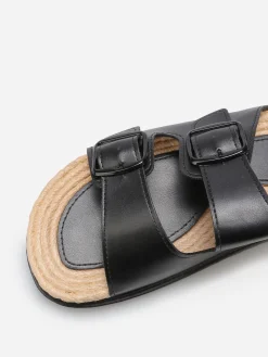 Outlet La Modeuse Mules à boucles et semelle dentelée Noir