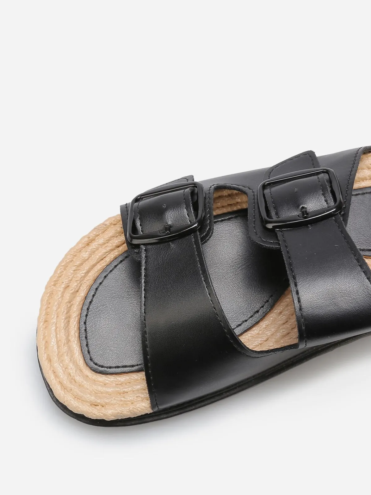 Outlet La Modeuse Mules à boucles et semelle dentelée Noir