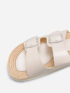 Outlet La Modeuse Mules à boucles et semelle dentelée Beige