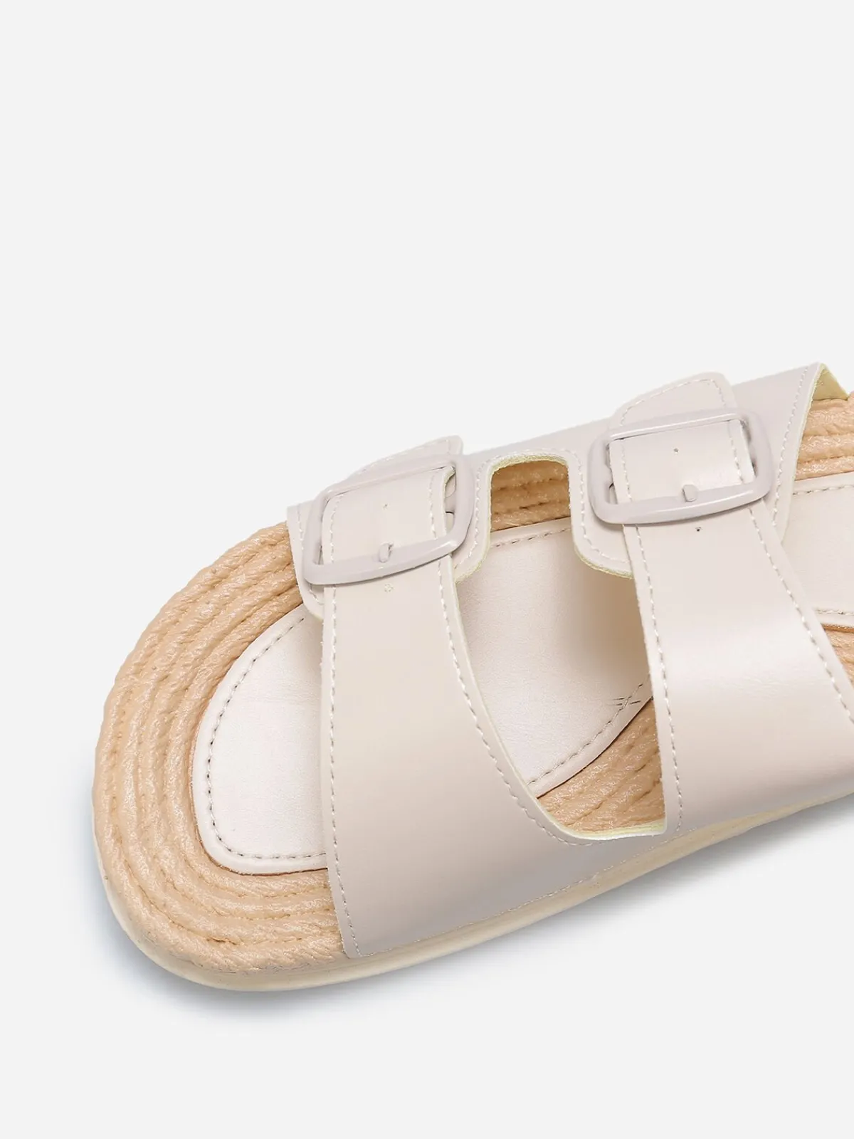 Outlet La Modeuse Mules à boucles et semelle dentelée Beige