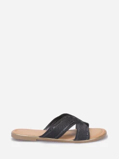 La Modeuse Mules à bride en cordage et strass Noir