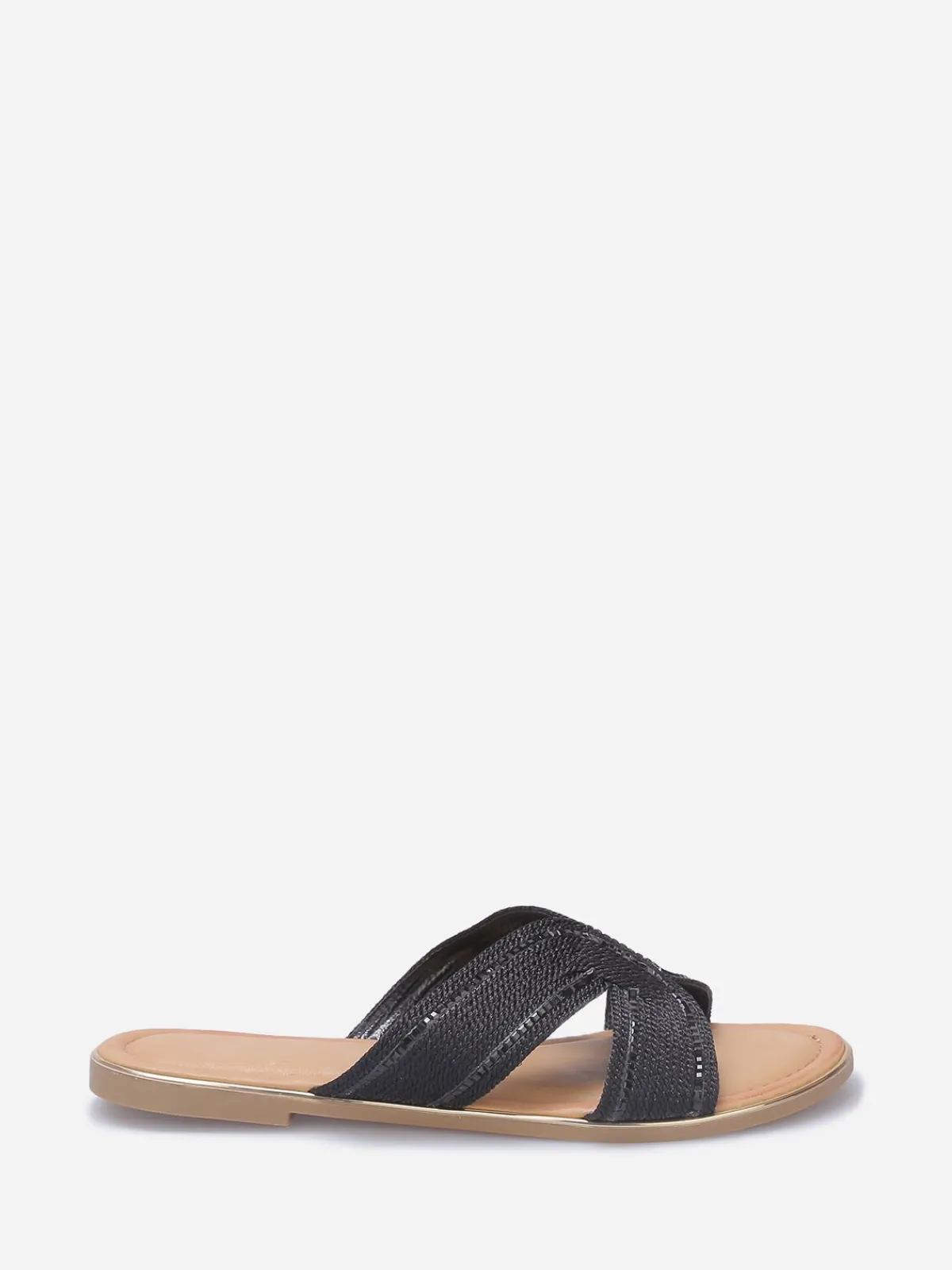 La Modeuse Mules à bride en cordage et strass Noir