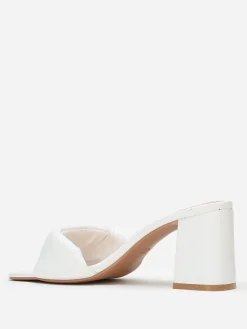 Online La Modeuse Mules à bride en simili matelassé Blanc