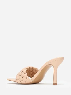 La Modeuse Mules à bride matelassée et tressée Beige
