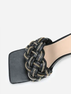 Hot La Modeuse Mules à bride tressée avec fins maillons Noir