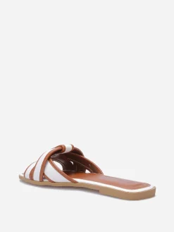 Outlet La Modeuse Mules à brides bi-matières entrecroisées Blanc