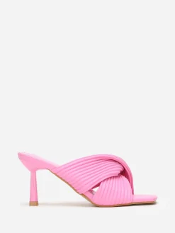 New La Modeuse Mules à brides croisées et matelassées Fuchsia
