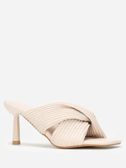 Online La Modeuse Mules à brides croisées et matelassées Beige