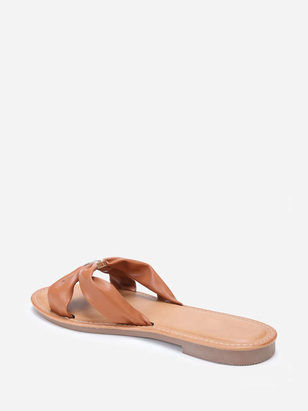 Online La Modeuse Mules à brides en simili avec boucle Camel